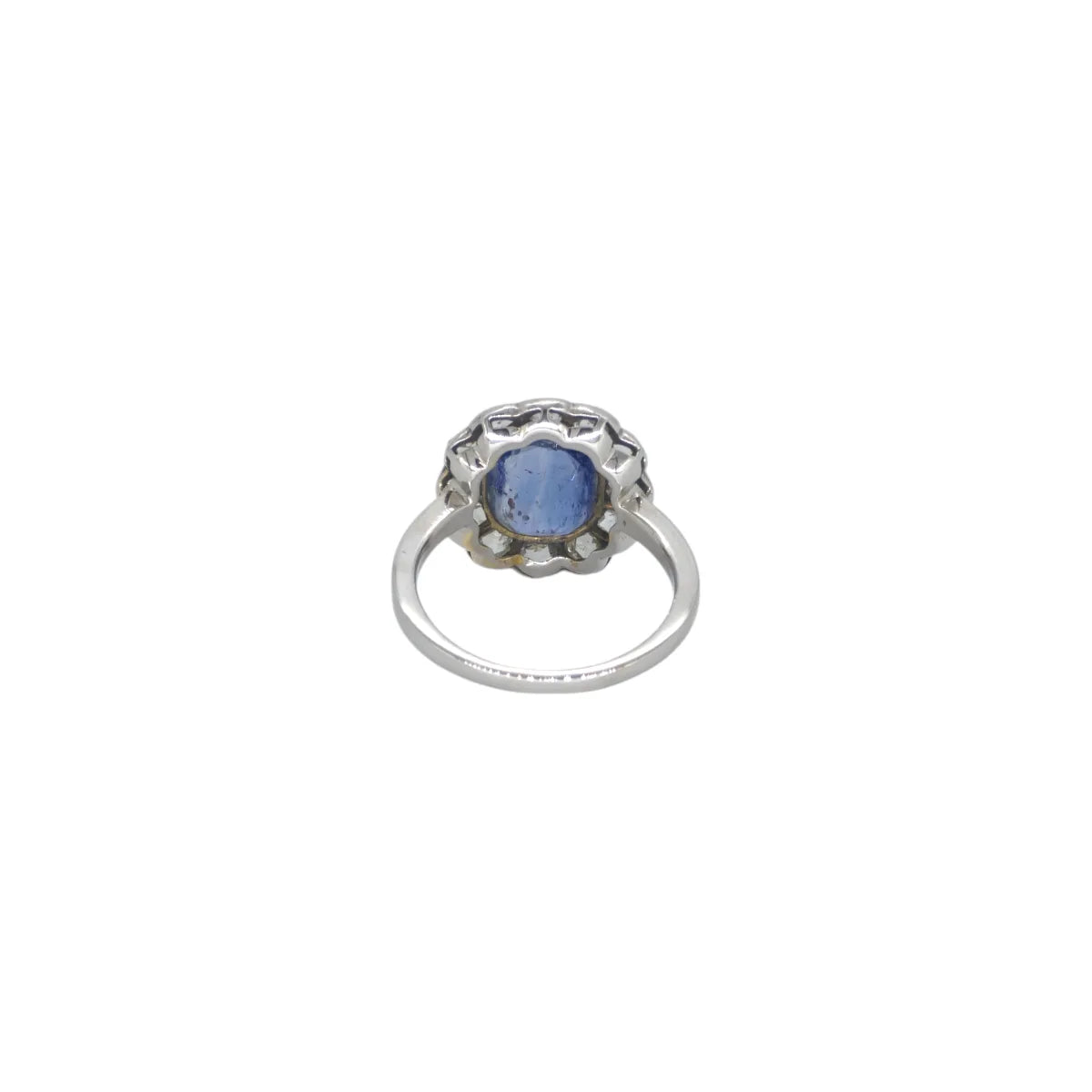 Anello donna zaffiro blu centrale e diamanti bianchi