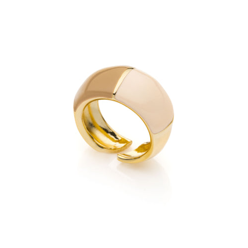 Anello dorato con smalto beige e nocciola Unoaerre donna 2187