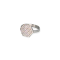 Anello esagonale in oro bianco 18kt e zirconi bianchi