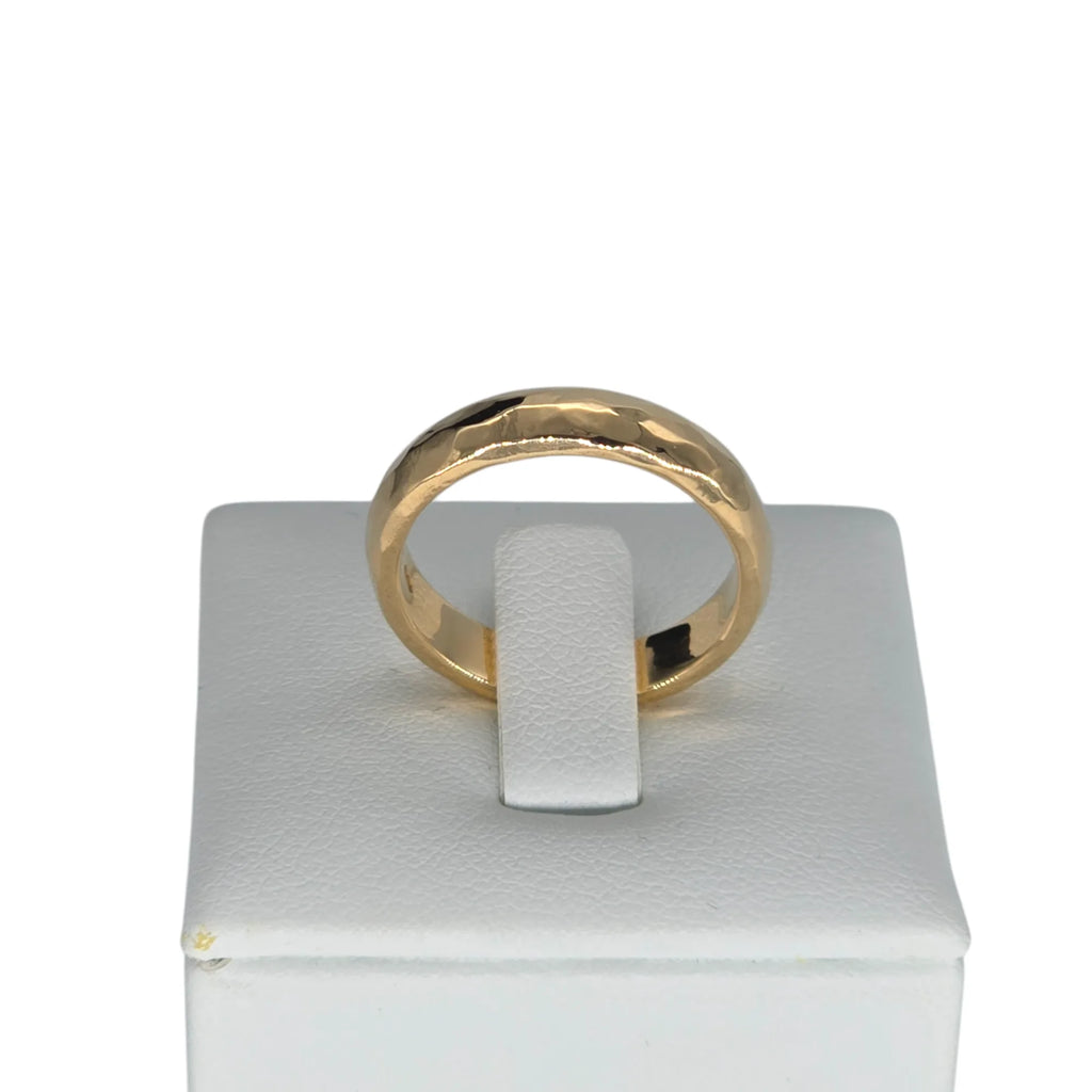 Fede Martellata in Oro Giallo 18kt - Anello Artigianale Made in Italy