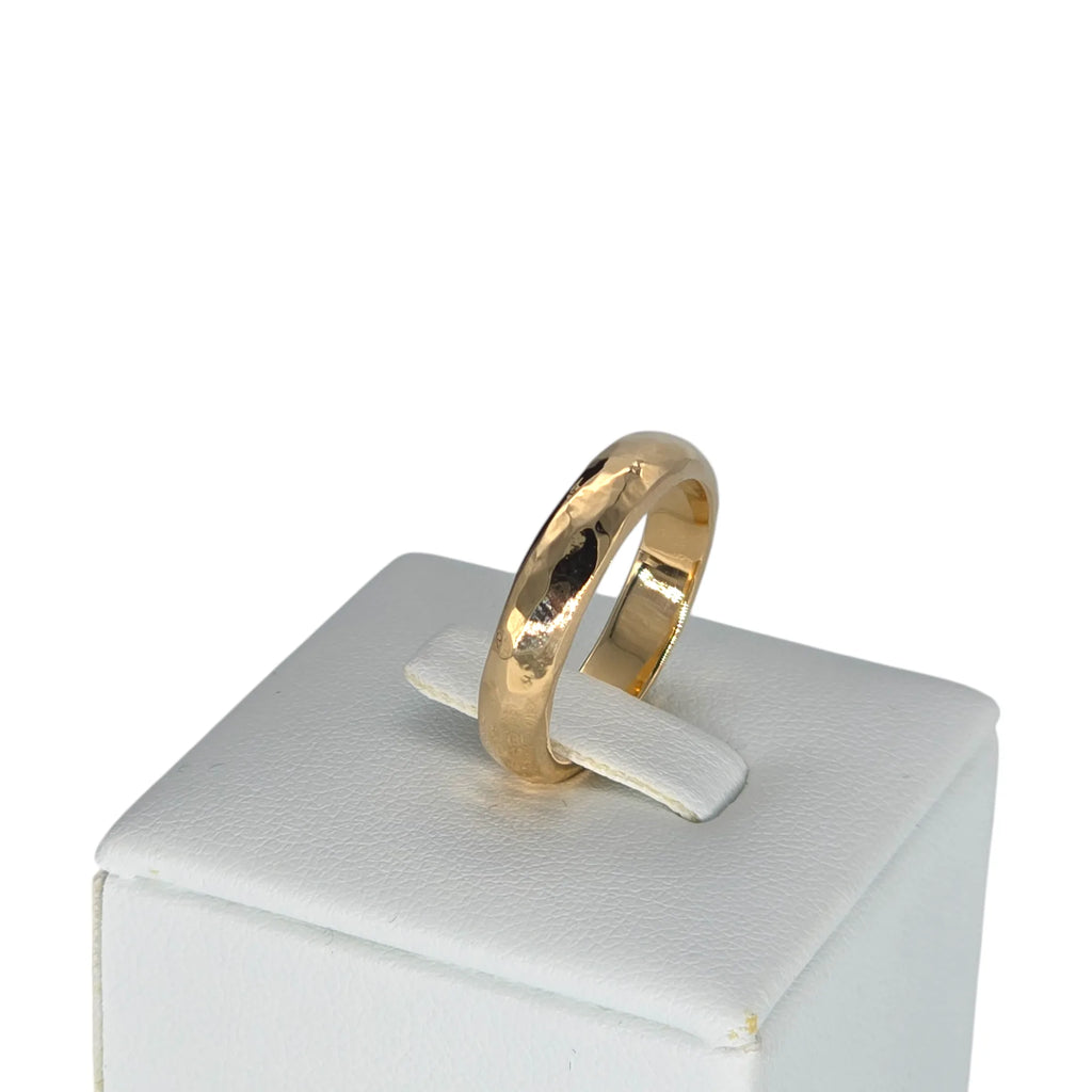 Fede Martellata in Oro Giallo 18kt - Anello Artigianale Made in Italy