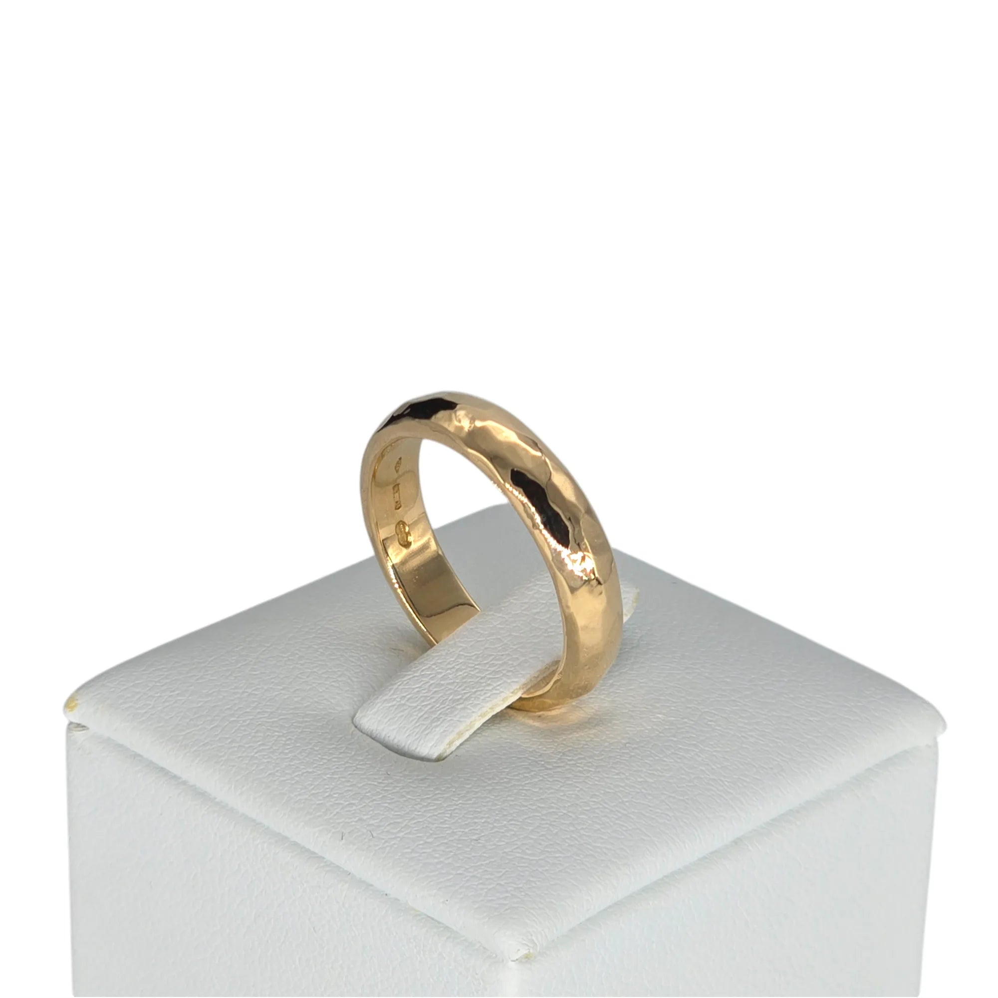 Fede Martellata in Oro Giallo 18kt - Anello Artigianale Made in Italy