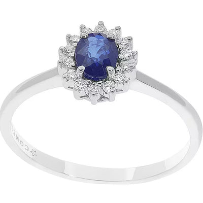 Anello oro bianco con zaffiro e diamanti Comete Contessa anb 2572
