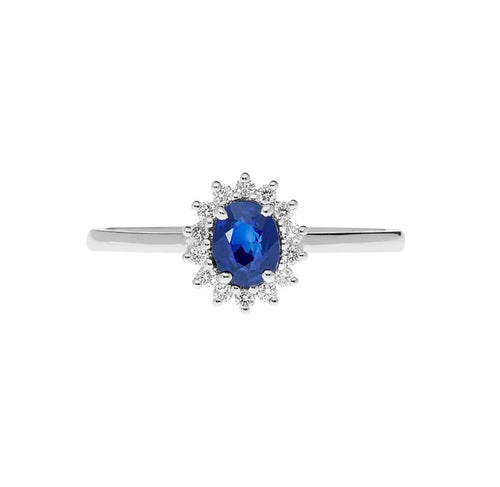 Anello oro bianco con zaffiro e diamanti Comete Contessa anb 2572