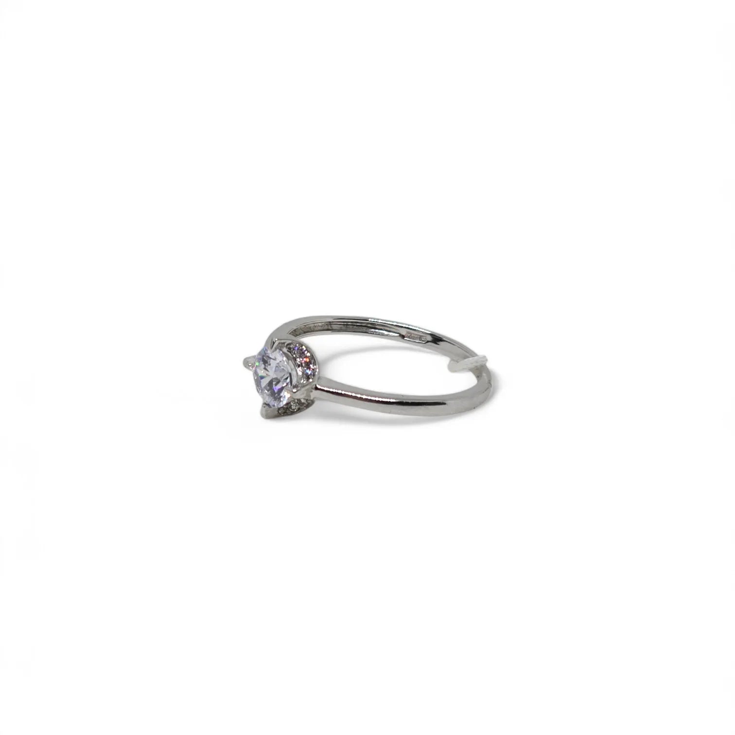 Anello iGold Solitario in Oro Bianco 9ct con Zircone Tondo Bianco