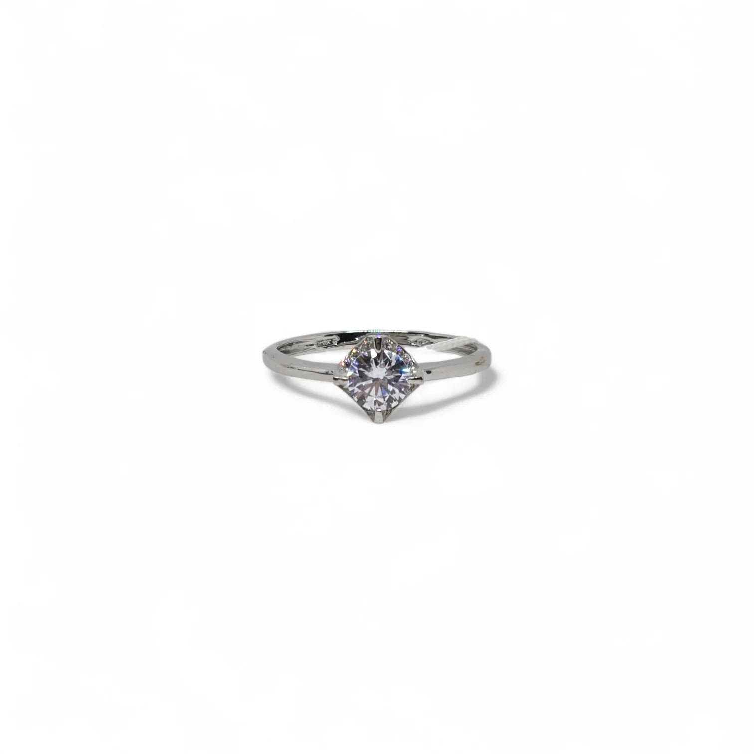 Anello iGold Solitario in Oro Bianco 9ct con Zircone Tondo Bianco