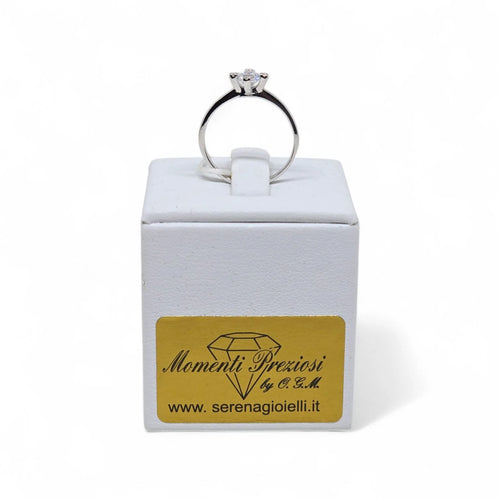Anello iGold Solitario in Oro Bianco 9ct con Zircone Tondo Bianco