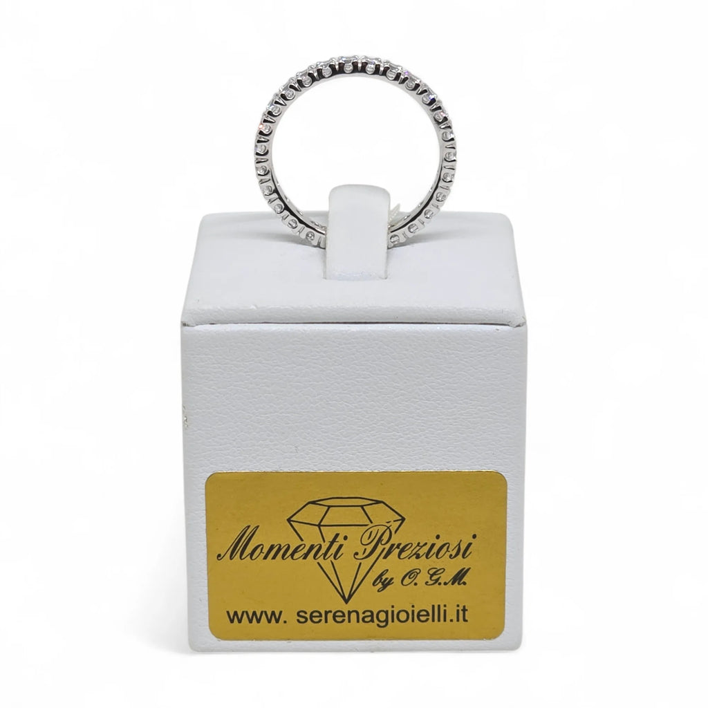 Anello iGold Veretta in Oro Bianco 9ct con Zirconi Bianchi