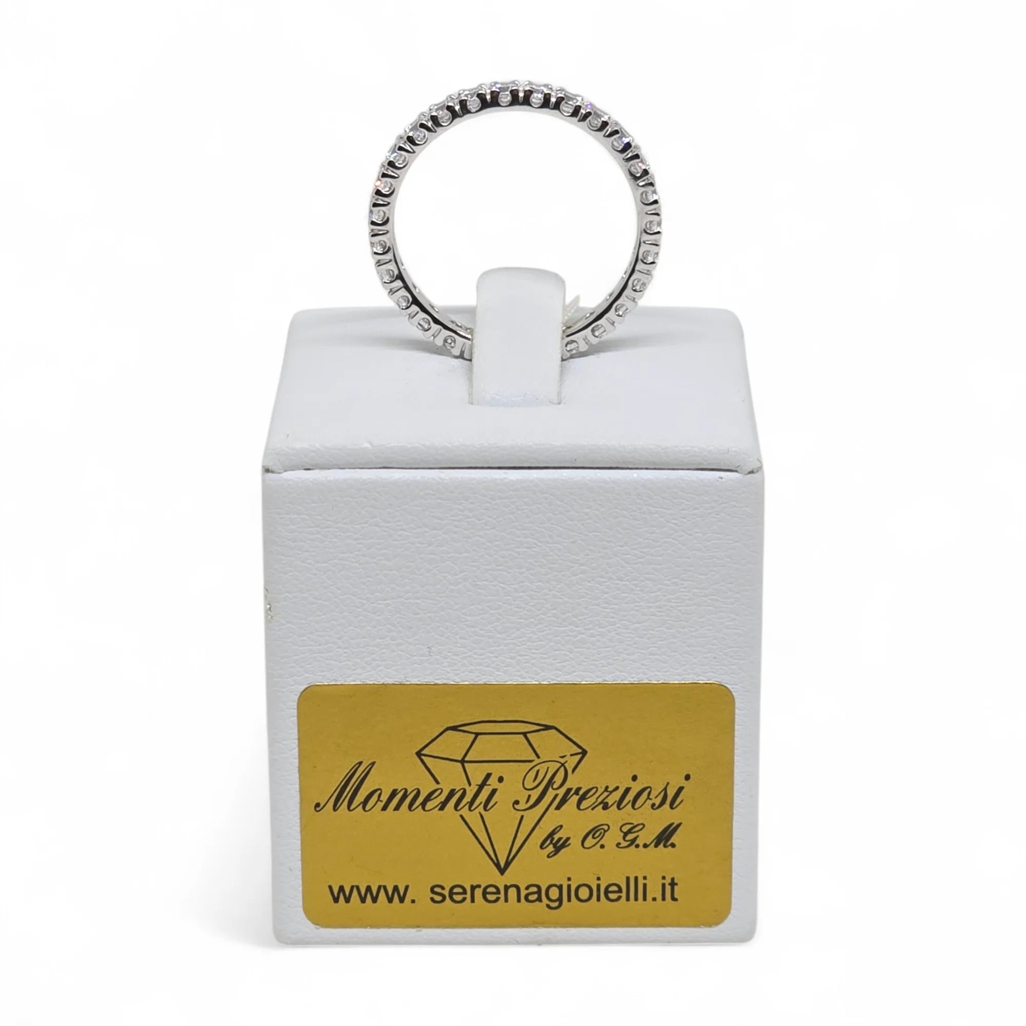 Anello iGold Veretta in Oro Bianco 9ct con Zirconi Bianchi