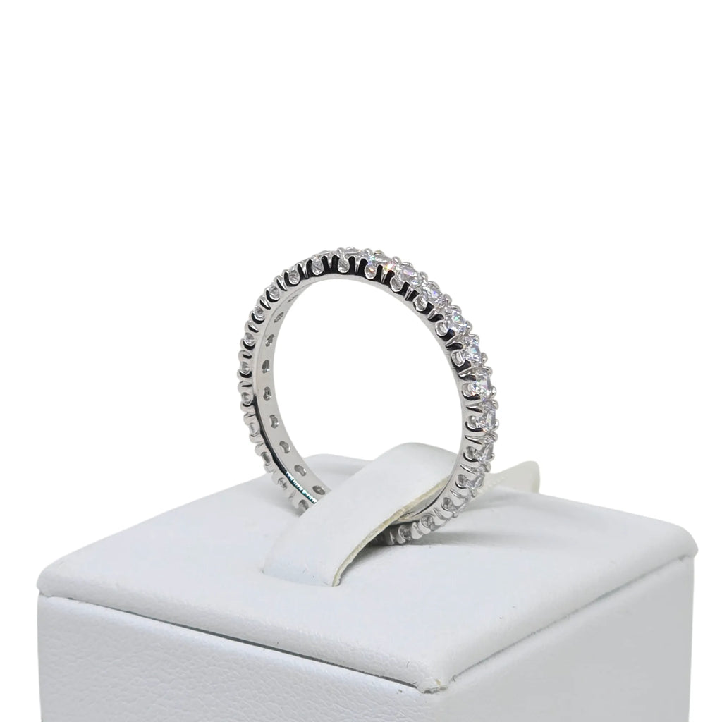 Anello iGold Veretta in Oro Bianco 9ct con Zirconi Bianchi