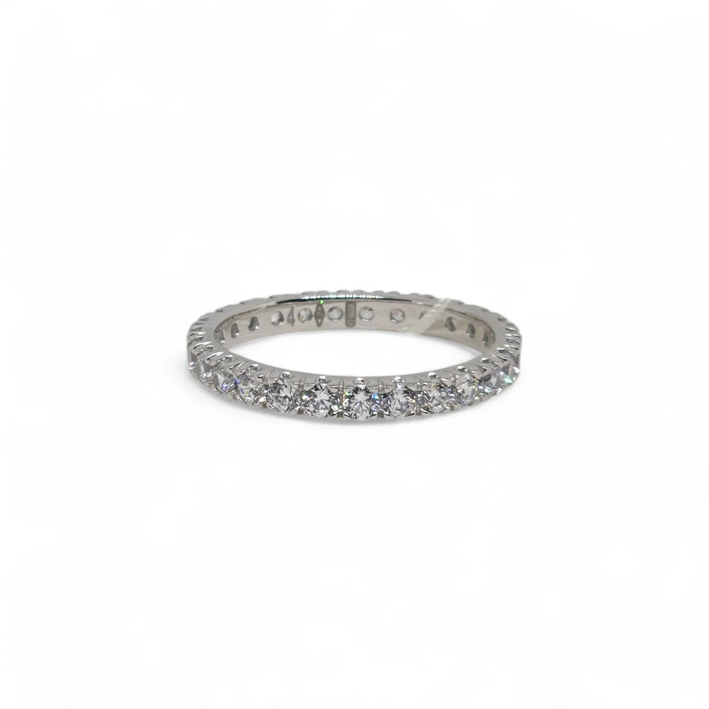 Anello iGold Veretta in Oro Bianco 9ct con Zirconi Bianchi