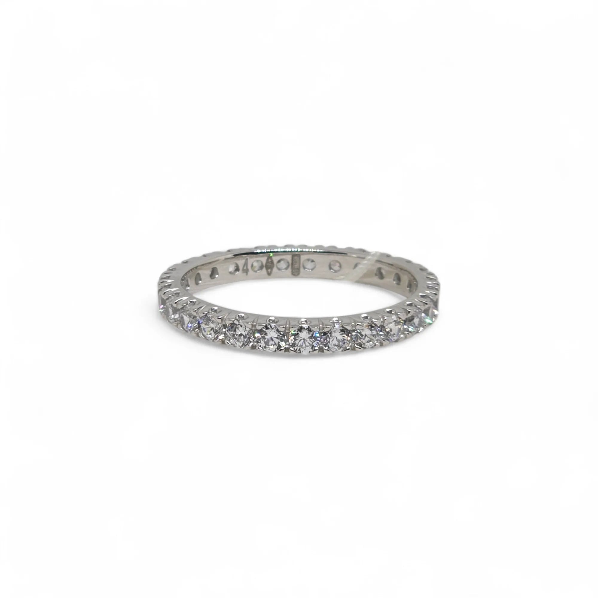 Anello iGold Veretta in Oro Bianco 9ct con Zirconi Bianchi
