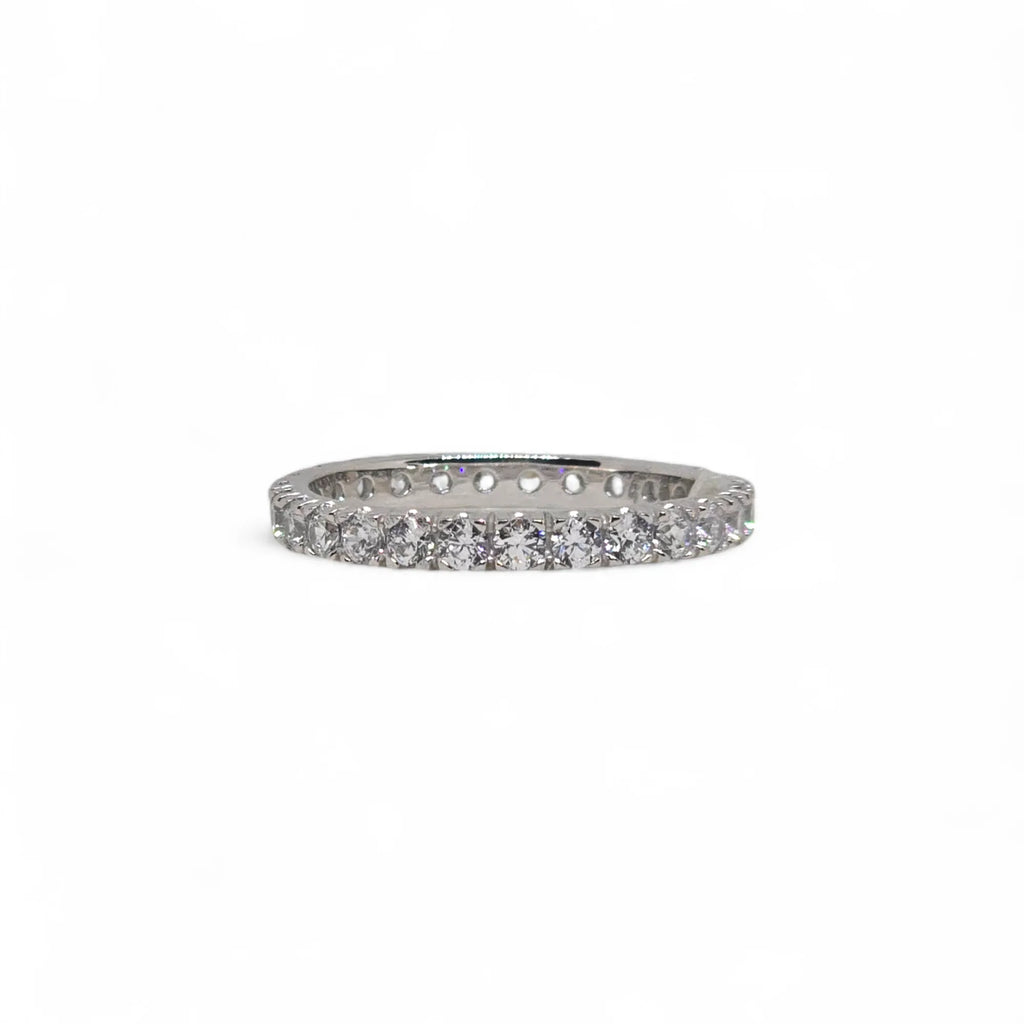 Anello iGold Veretta in Oro Bianco 9ct con Zirconi Bianchi
