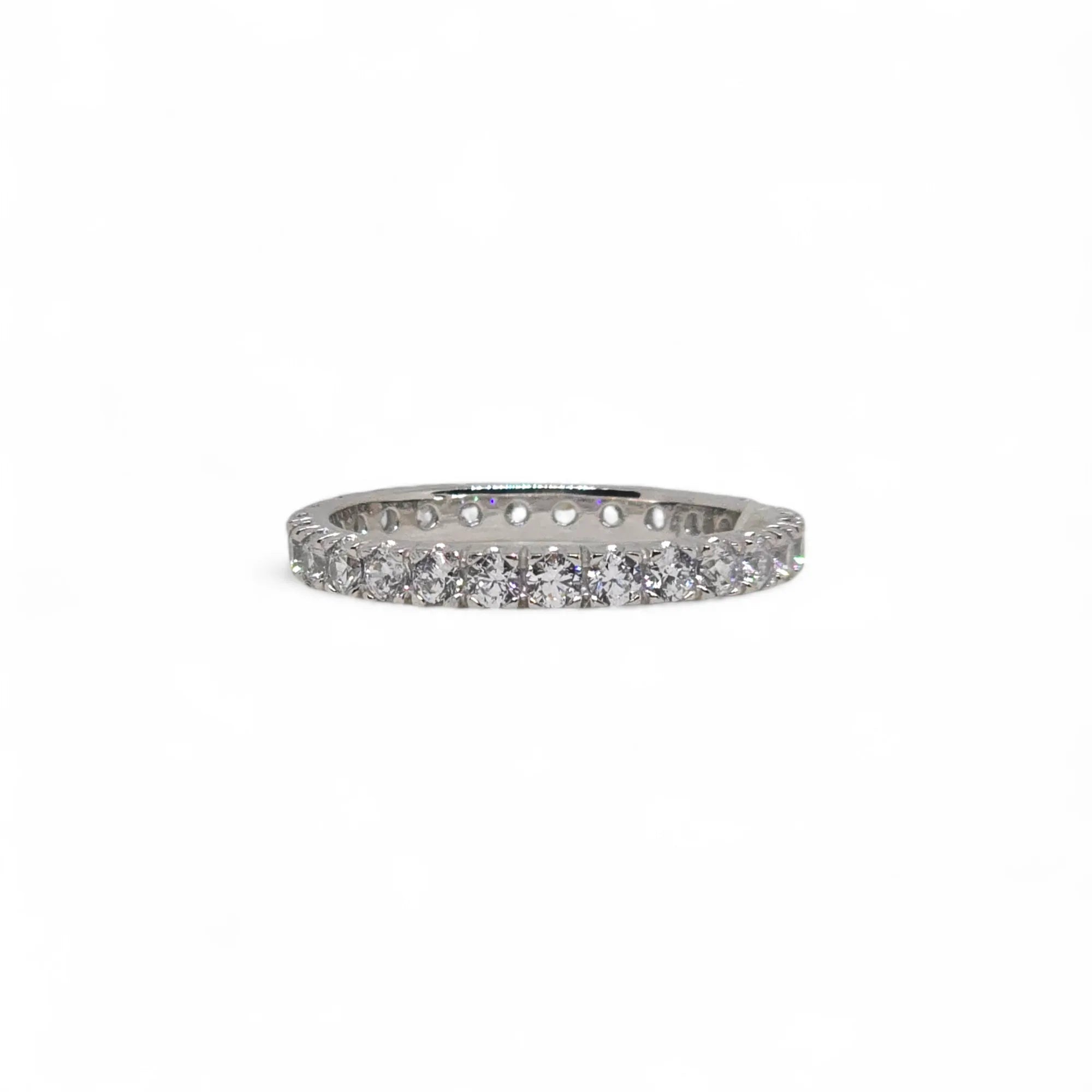 Anello iGold Veretta in Oro Bianco 9ct con Zirconi Bianchi
