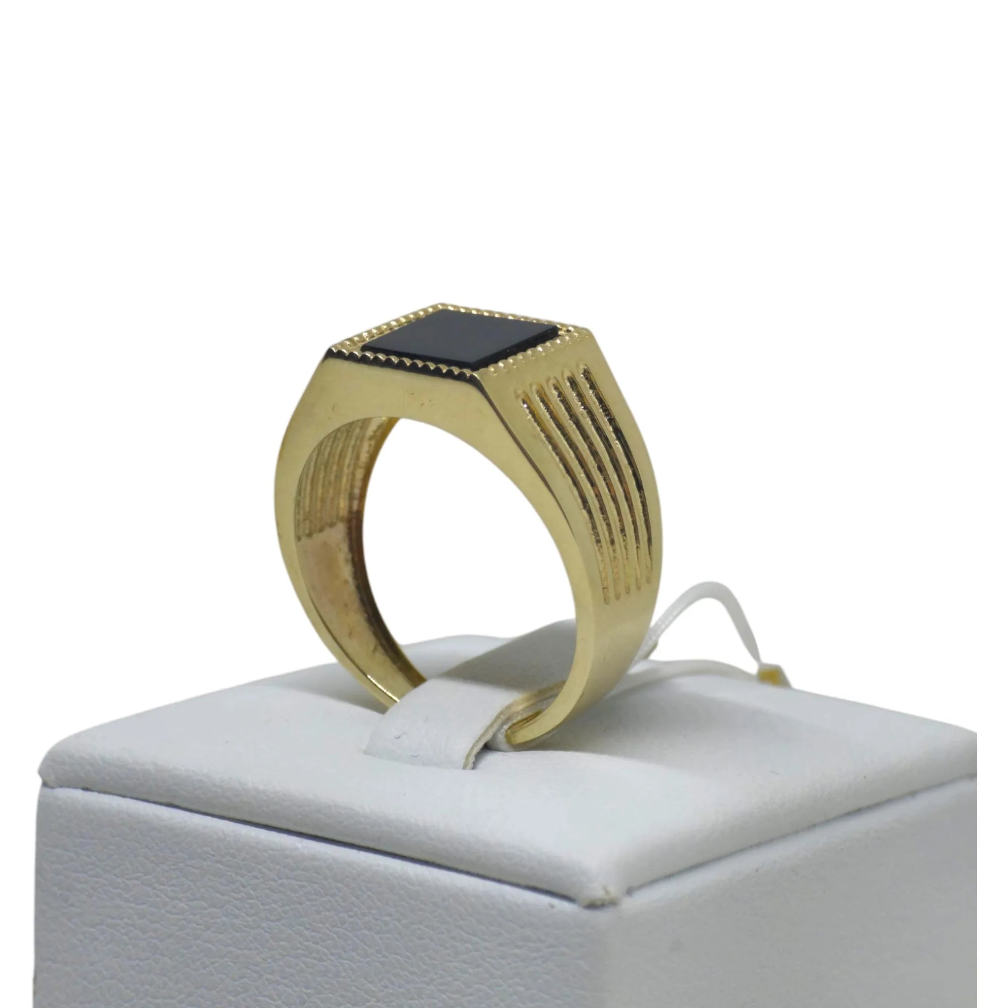 Anello iGold da Uomo in Oro 9k con pietra quadrata nera