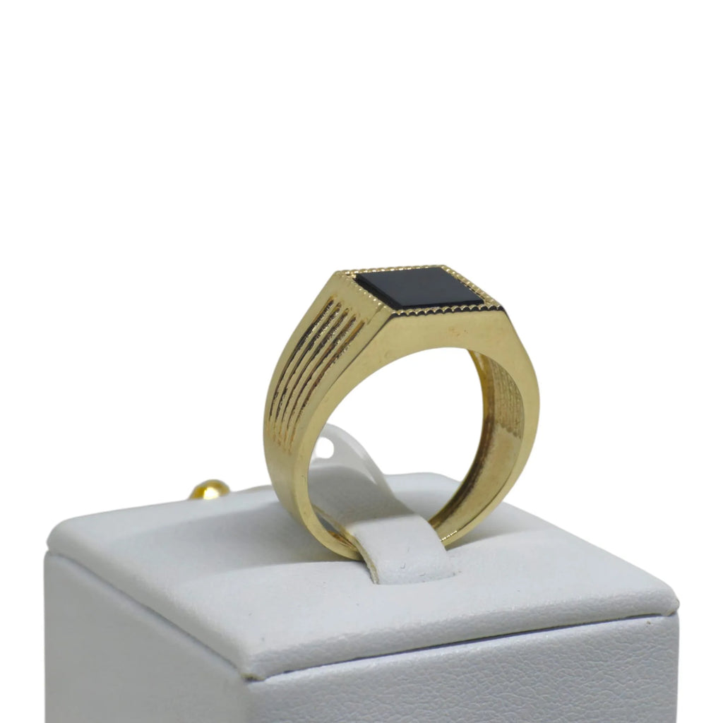Anello iGold da Uomo in Oro 9k con pietra quadrata nera