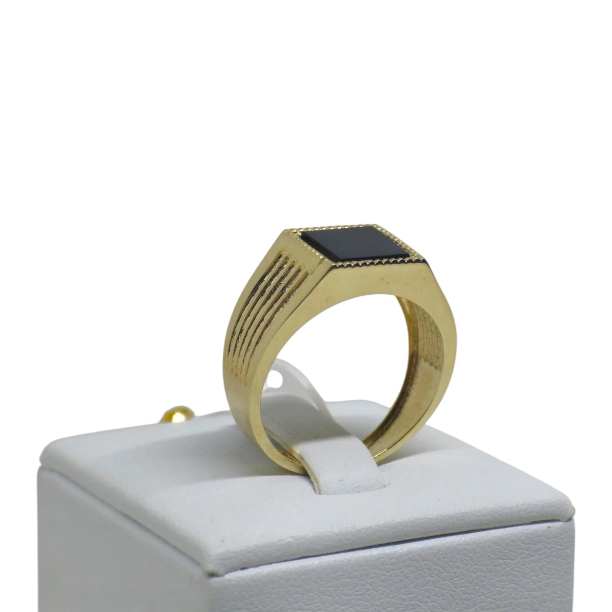 Anello iGold da Uomo in Oro 9k con pietra quadrata nera