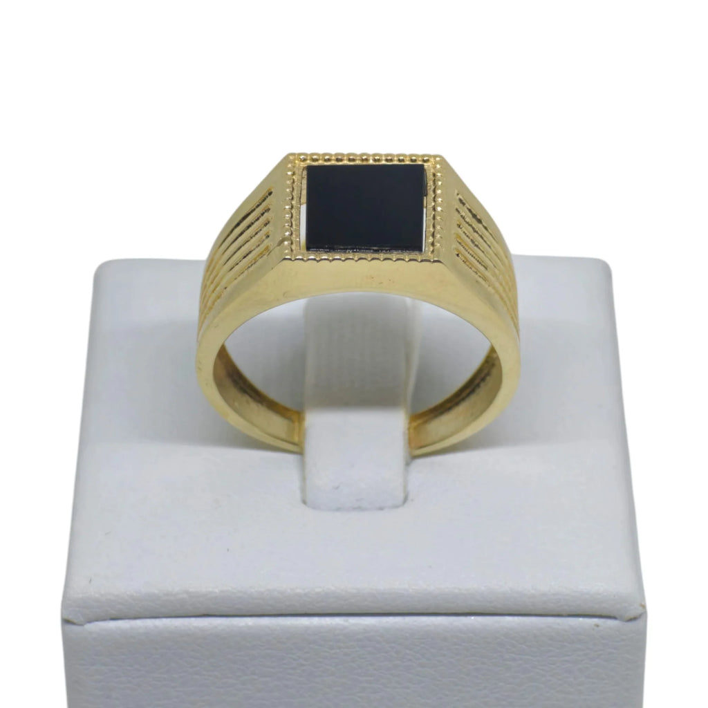 Anello iGold da Uomo in Oro 9k con pietra quadrata nera