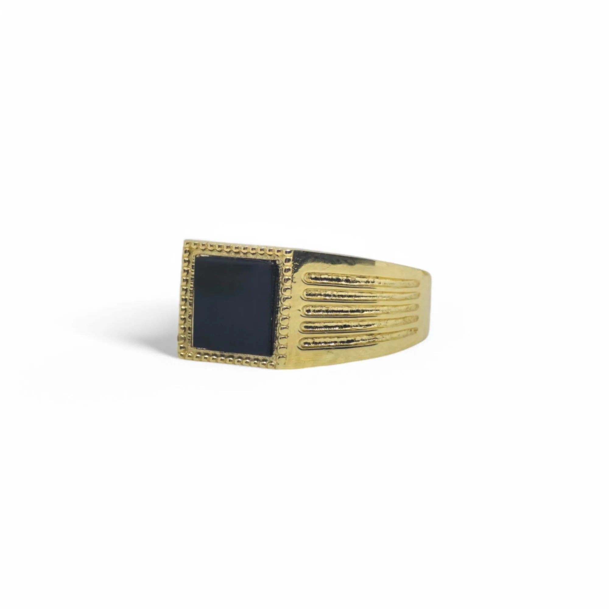 Anello iGold da Uomo in Oro 9k con pietra quadrata nera