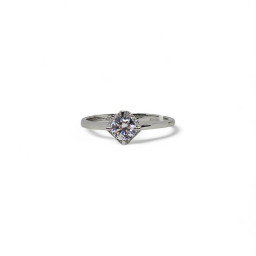 iGold Ring aus 9 Karat Weißgold mit einem zentralen weißen Zirkonstein und weißen Zirkonen