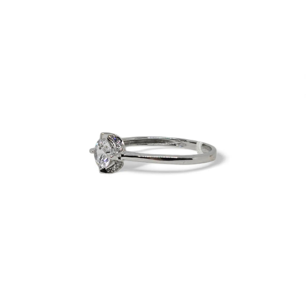 Anello iGold in Oro Bianco 9ct con Pietra Centrale di Zircone Bianco e Zirconi Bianchi
