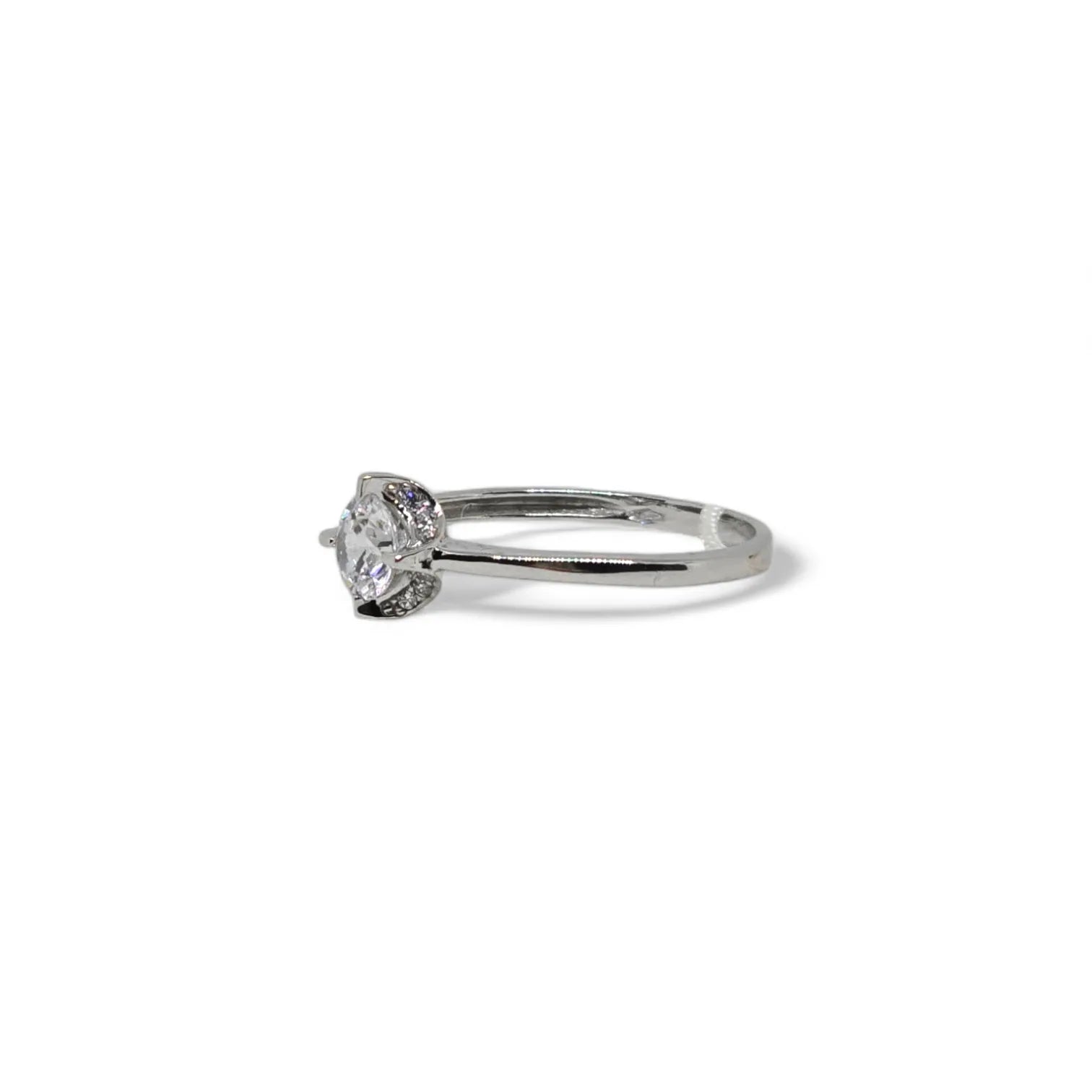 Anello iGold in Oro Bianco 9ct con Pietra Centrale di Zircone Bianco e Zirconi Bianchi