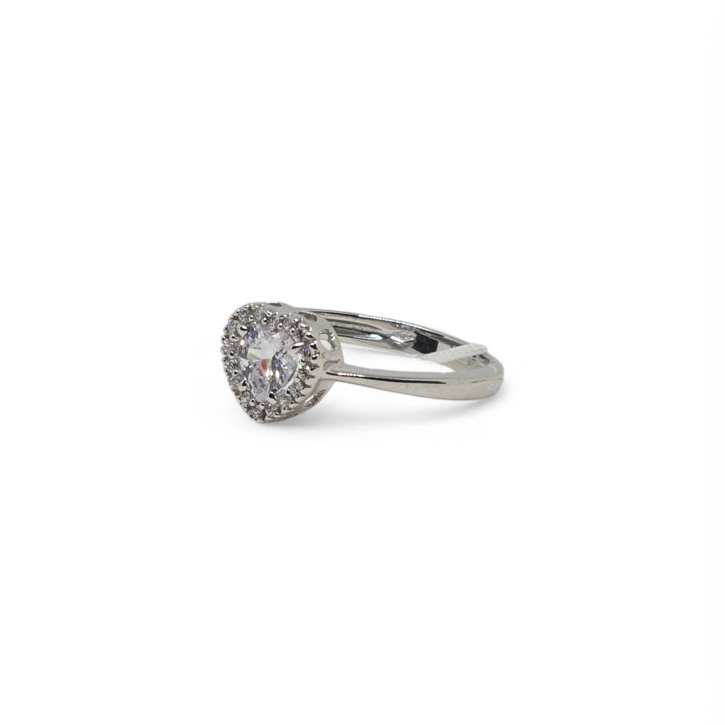 iGold Ring aus 9 Karat Weißgold mit weißem Herz-Zirkonia