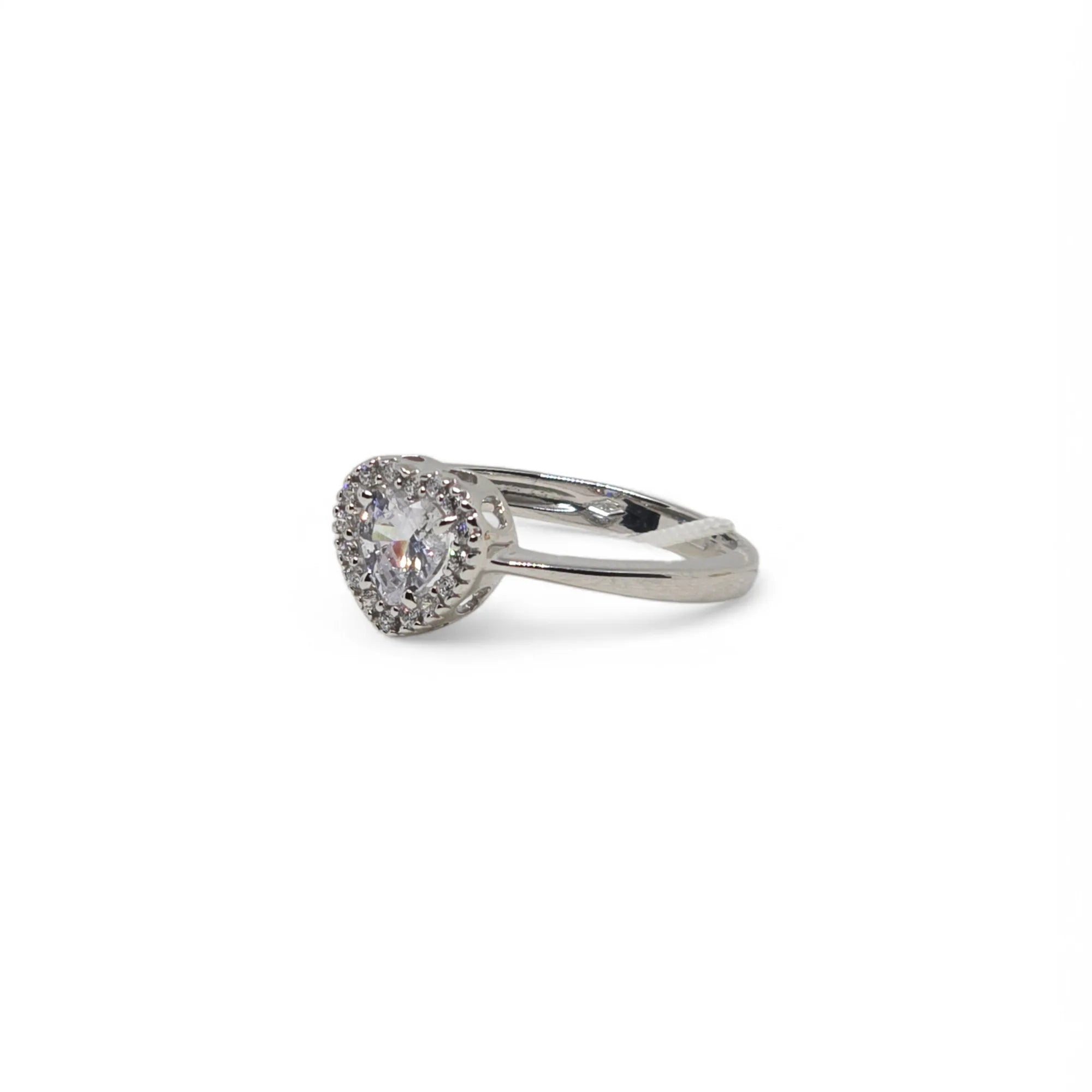 iGold Ring aus 9 Karat Weißgold mit weißem Herz-Zirkonia