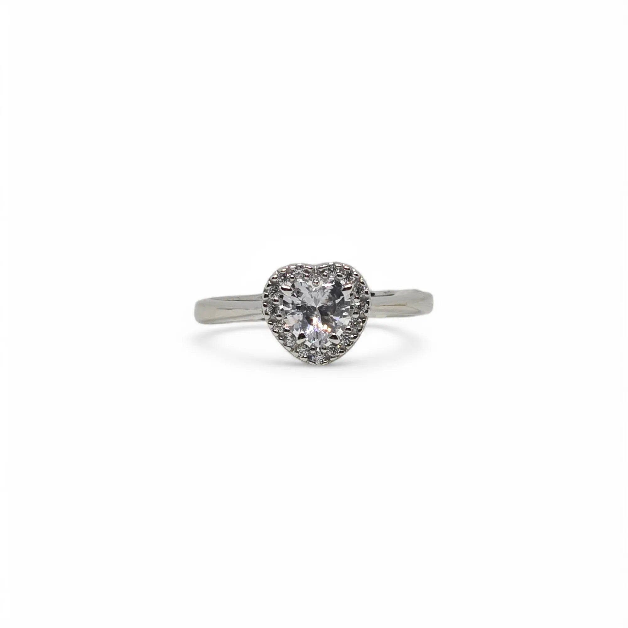iGold Ring aus 9 Karat Weißgold mit weißem Herz-Zirkonia
