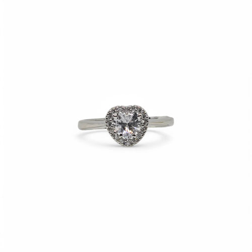 iGold Ring aus 9 Karat Weißgold mit weißem Herz-Zirkonia