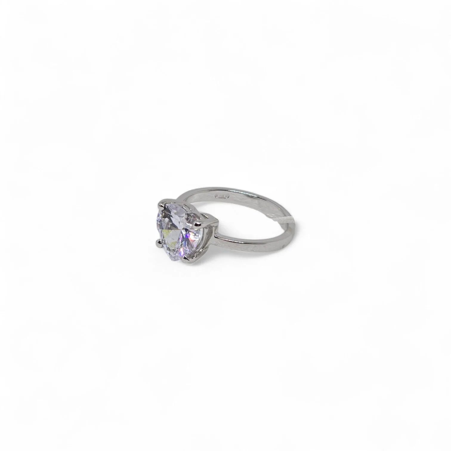 Anello iGold in Oro Bianco 9ct con Zircone Bianco a Cuore