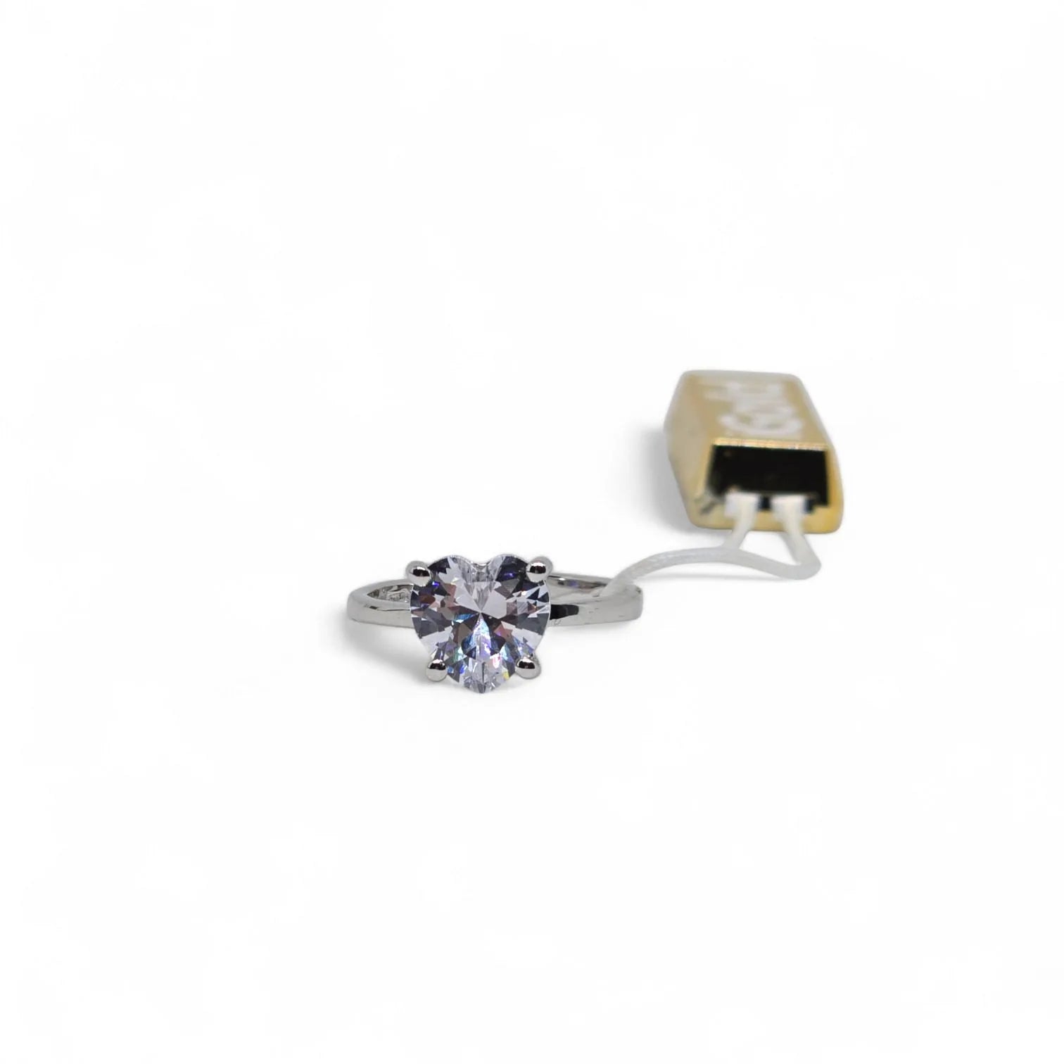 Anello iGold in Oro Bianco 9ct con Zircone Bianco a Cuore