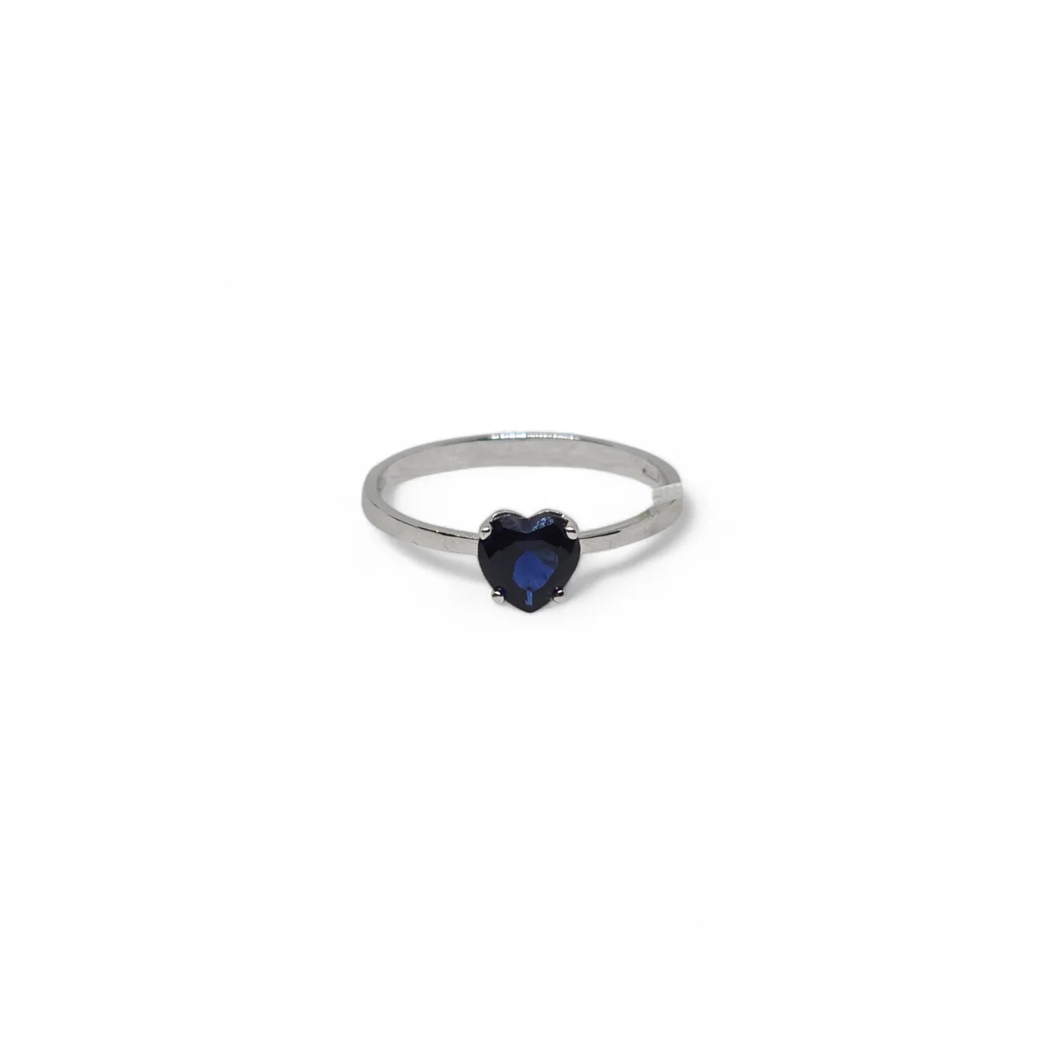 Anello iGold in Oro Bianco 9ct con Zircone Blu a Cuore
