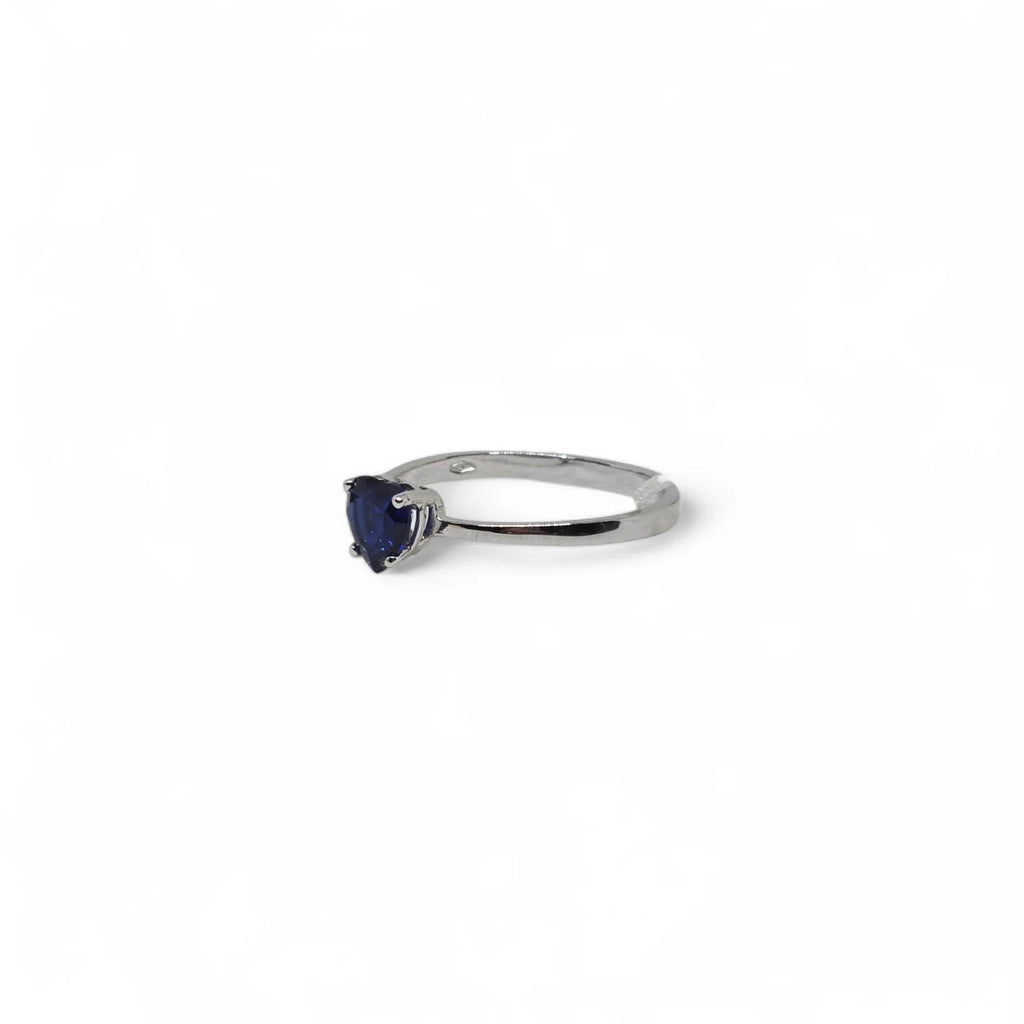 Anello iGold in Oro Bianco 9ct con Zircone Blu a Cuore