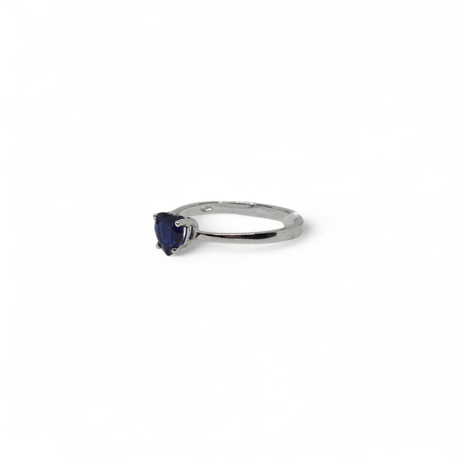 Anello iGold in Oro Bianco 9ct con Zircone Blu a Cuore