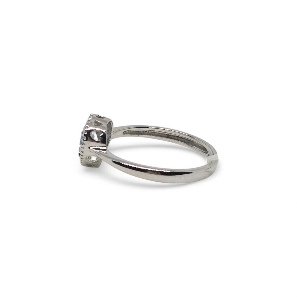 iGold 9 Karat Weißgoldring mit himmelblauem Herz-Zirkonia und weißen Zirkonia
