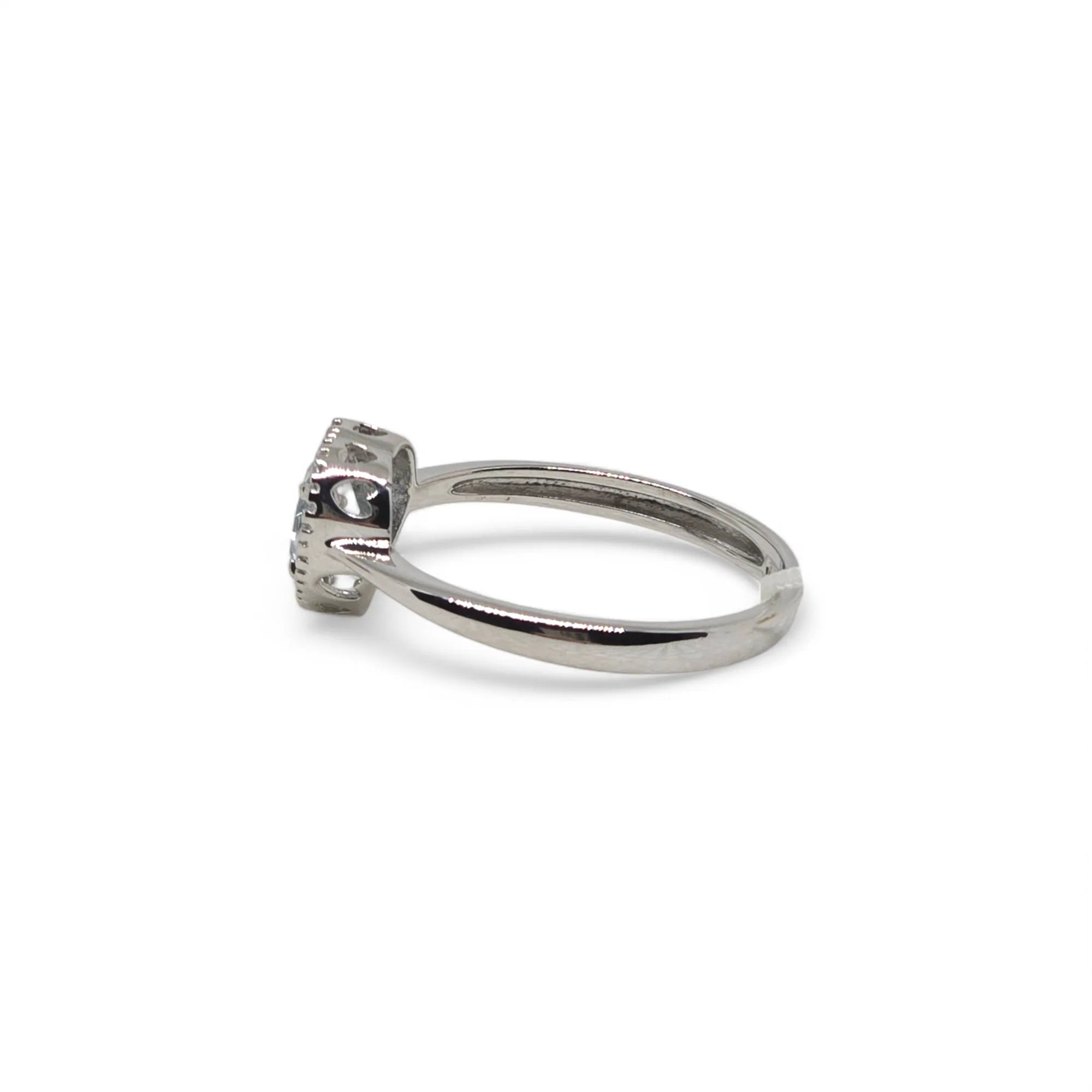 iGold 9 Karat Weißgoldring mit himmelblauem Herz-Zirkonia und weißen Zirkonia