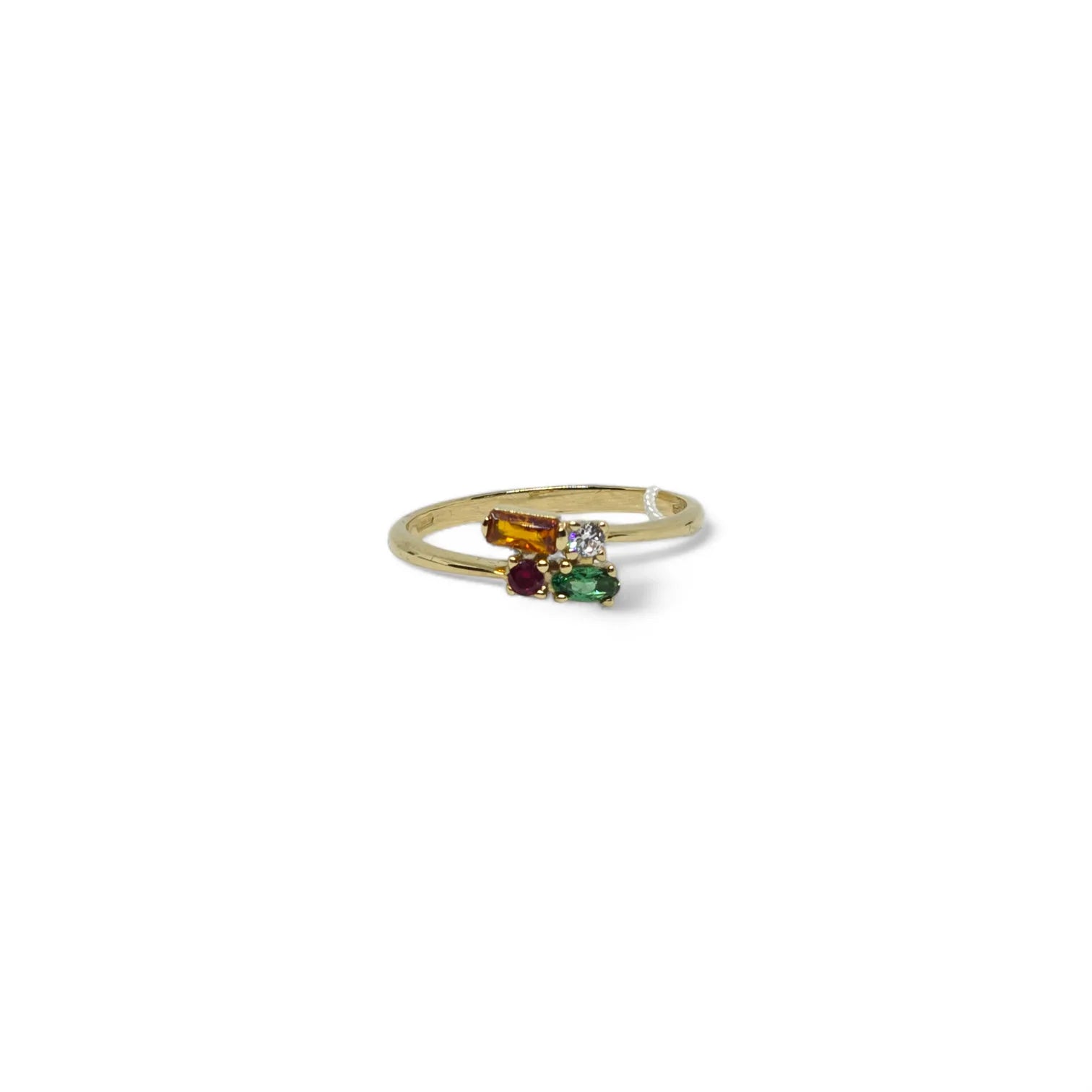 Anello iGold in Oro Giallo 9ct con 4 Zirconi Colorati