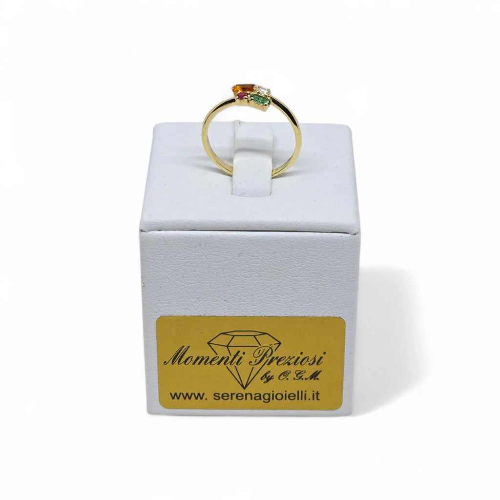 Anello iGold in Oro Giallo 9ct con 4 Zirconi Colorati