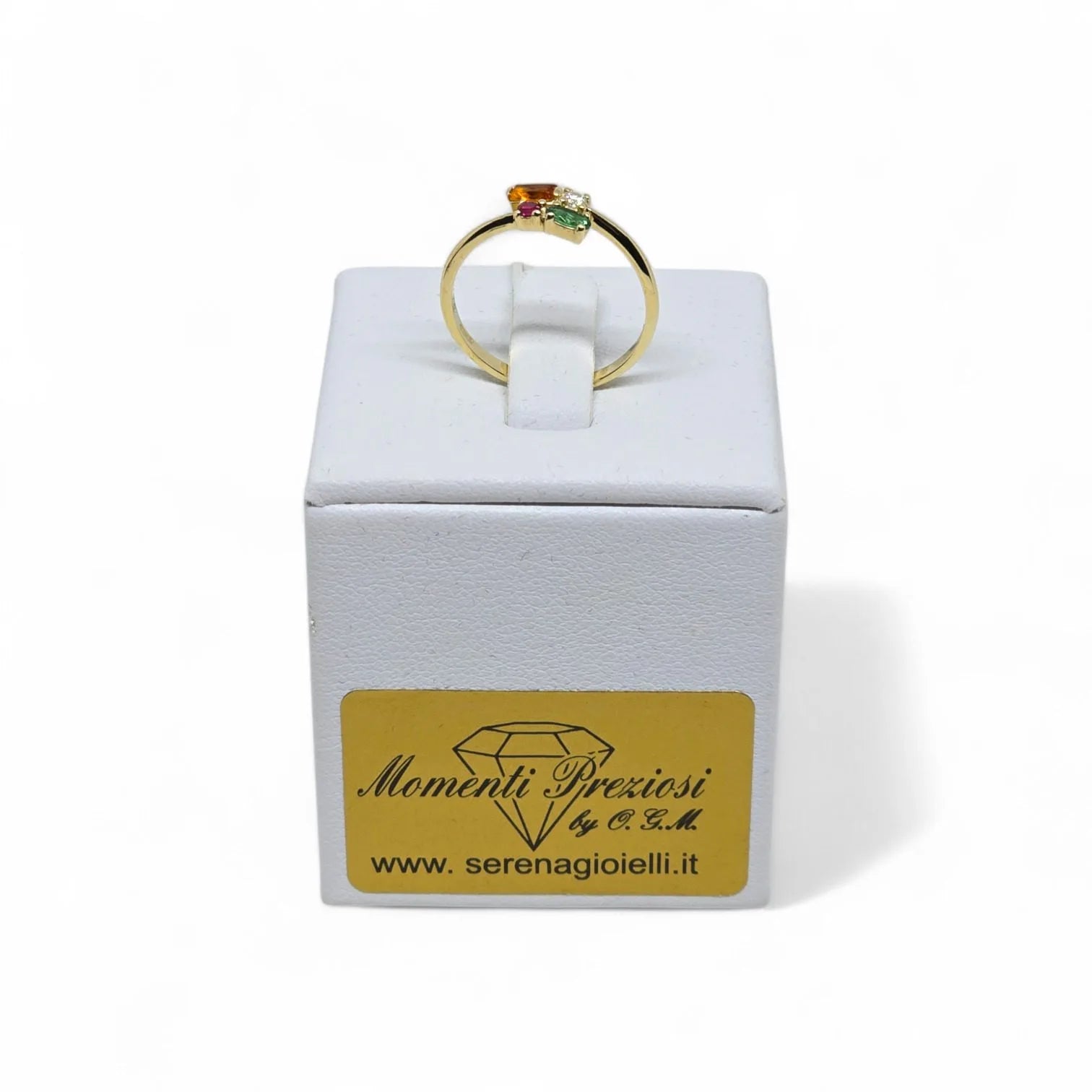 Anello iGold in Oro Giallo 9ct con 4 Zirconi Colorati