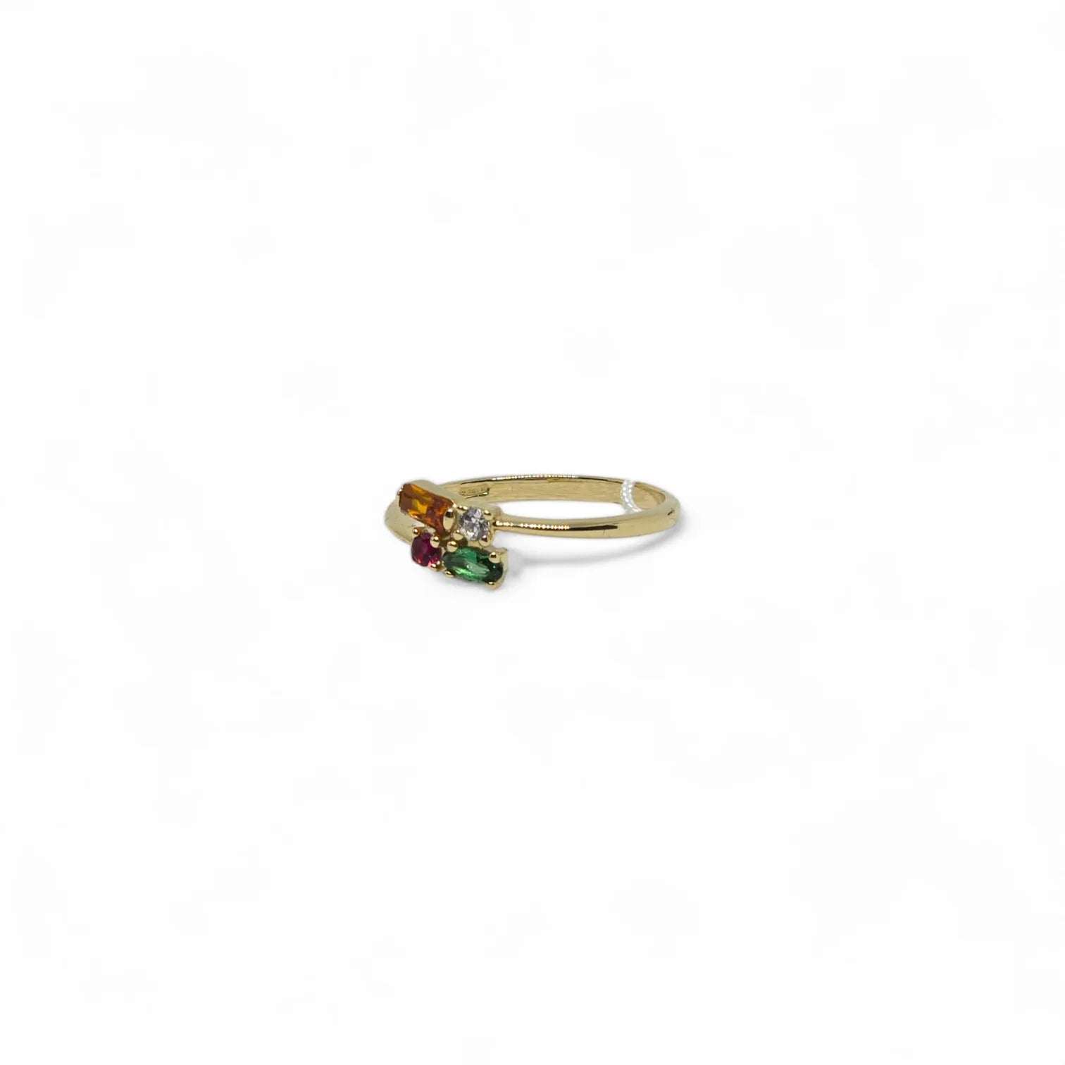 Anello iGold in Oro Giallo 9ct con 4 Zirconi Colorati
