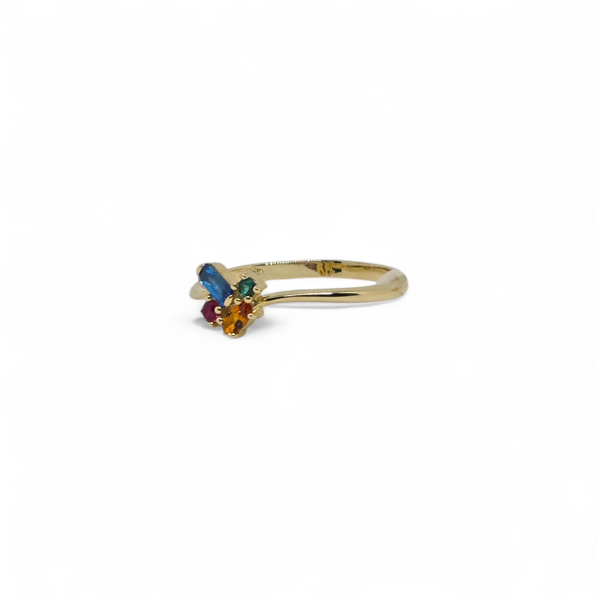 iGold Ring aus 9 Karat Gelbgold mit 4 farbigen Zirkonias