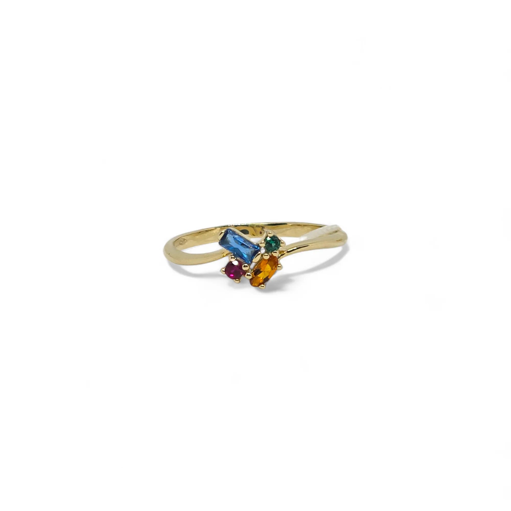 iGold Ring aus 9 Karat Gelbgold mit 4 farbigen Zirkonias