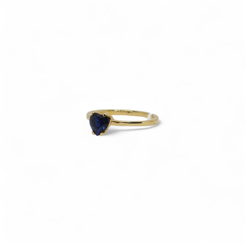 Anello iGold in Oro Giallo 9ct con Zircone Blu a Forma di Cuore