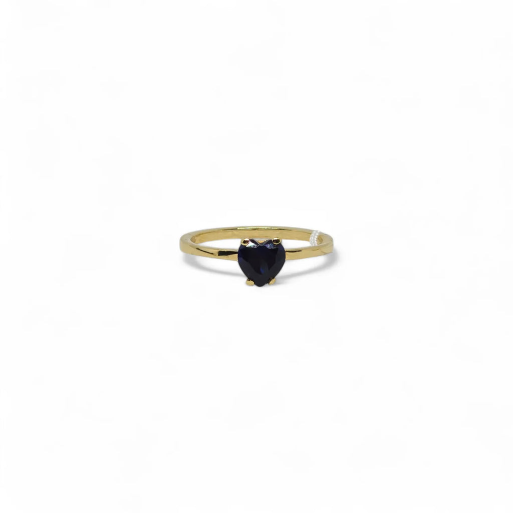 Anello iGold in Oro Giallo 9ct con Zircone Blu a Forma di Cuore
