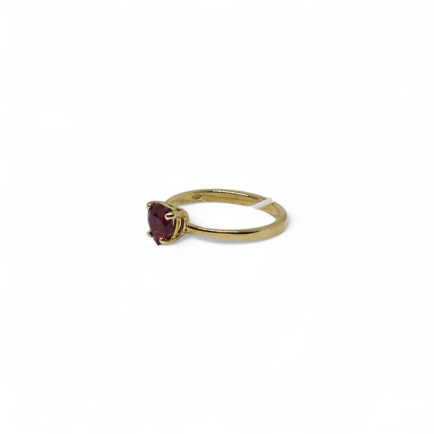 Anello iGold in Oro Giallo 9ct con Zircone Rosso a Forma di Cuore