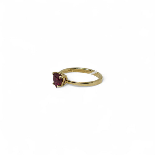 Anello iGold in Oro Giallo 9ct con Zircone Rosso a Forma di Cuore