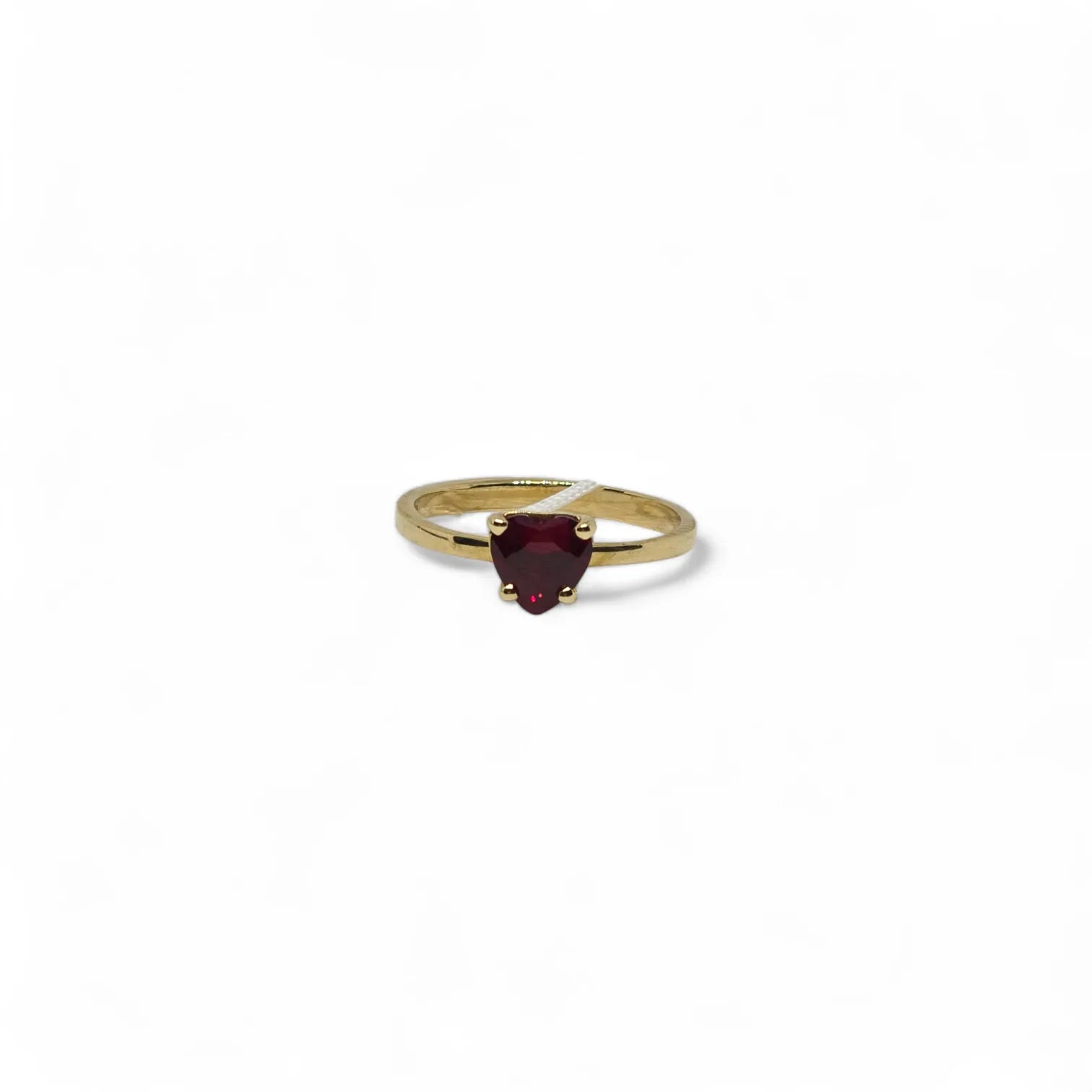 Anello iGold in Oro Giallo 9ct con Zircone Rosso a Forma di Cuore