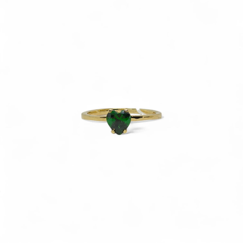 Anello iGold in Oro Giallo 9ct con Zircone Verde a Forma di Cuore