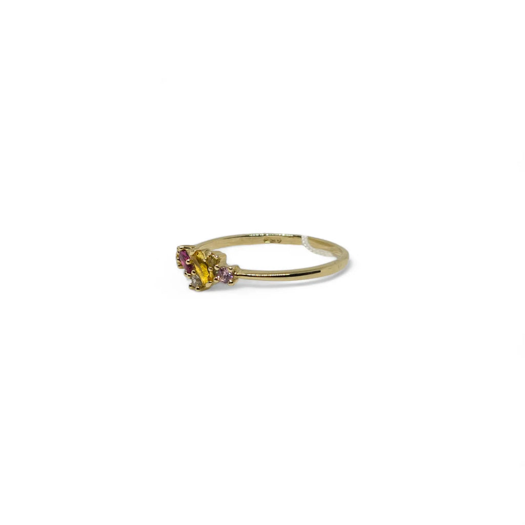 Anello iGold in Oro Giallo 9ct con quattro Zirconi in linea